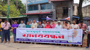 মাহমুদুর রহমানের বিরুদ্ধে মামলার প্রতিবাদে কুমিল্লায় মানববন্ধন