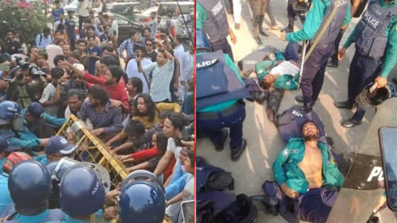 ধর্ষণবিরোধী আন্দোলনকারীদের লাঠিচার্জ