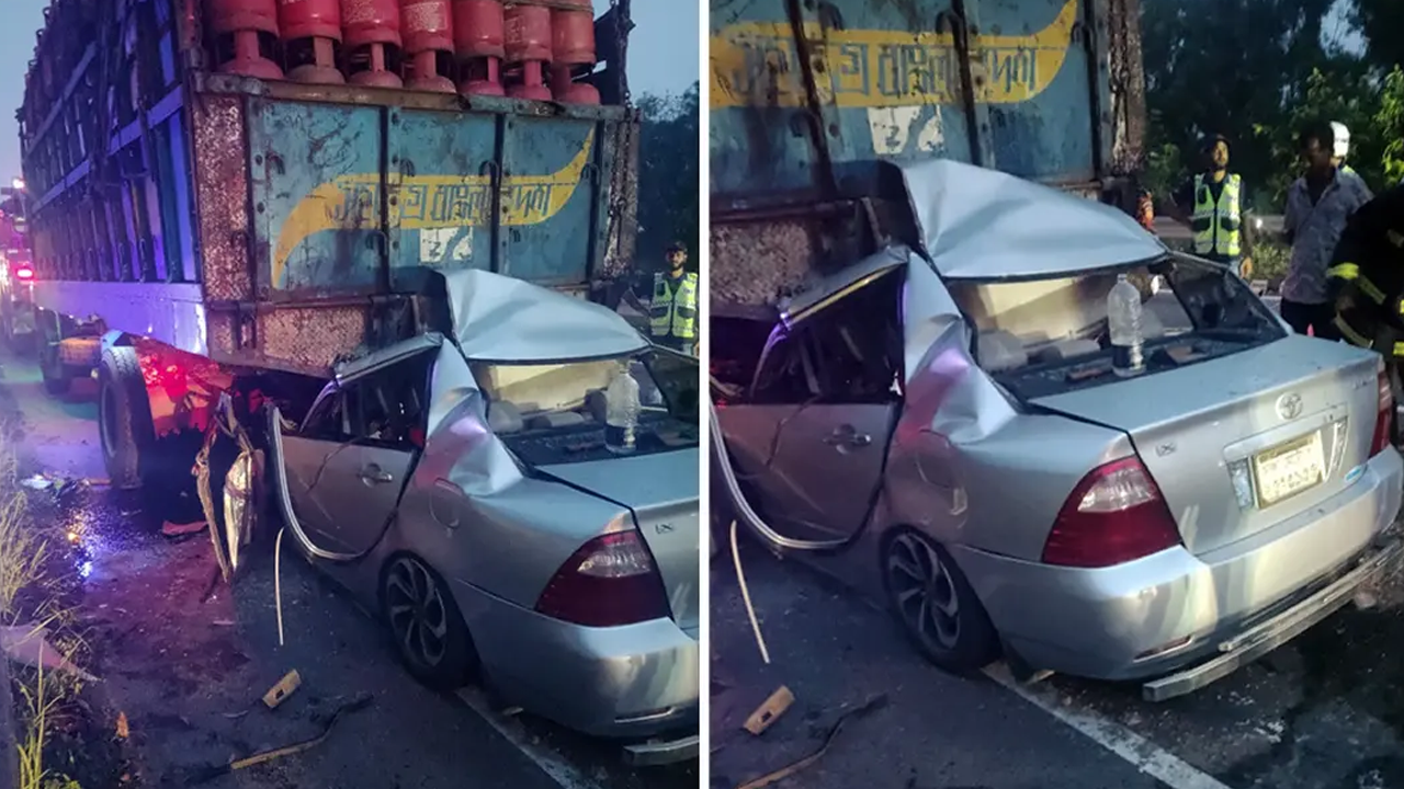 দাঁড়িয়ে থাকা ট্রাকে প্রাইভেটকারের ধাক্কায় ৫ জন নিহত