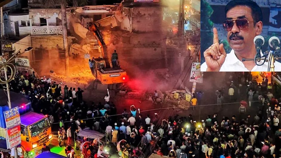 শামীম ওসমানের বাড়িতে বুলডোজার দিয়ে খেলল জনতা