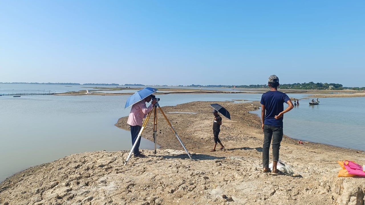 শাল্লায় হাওর রক্ষা বাঁধ নির্মাণ কাজের সার্ভে শুরু