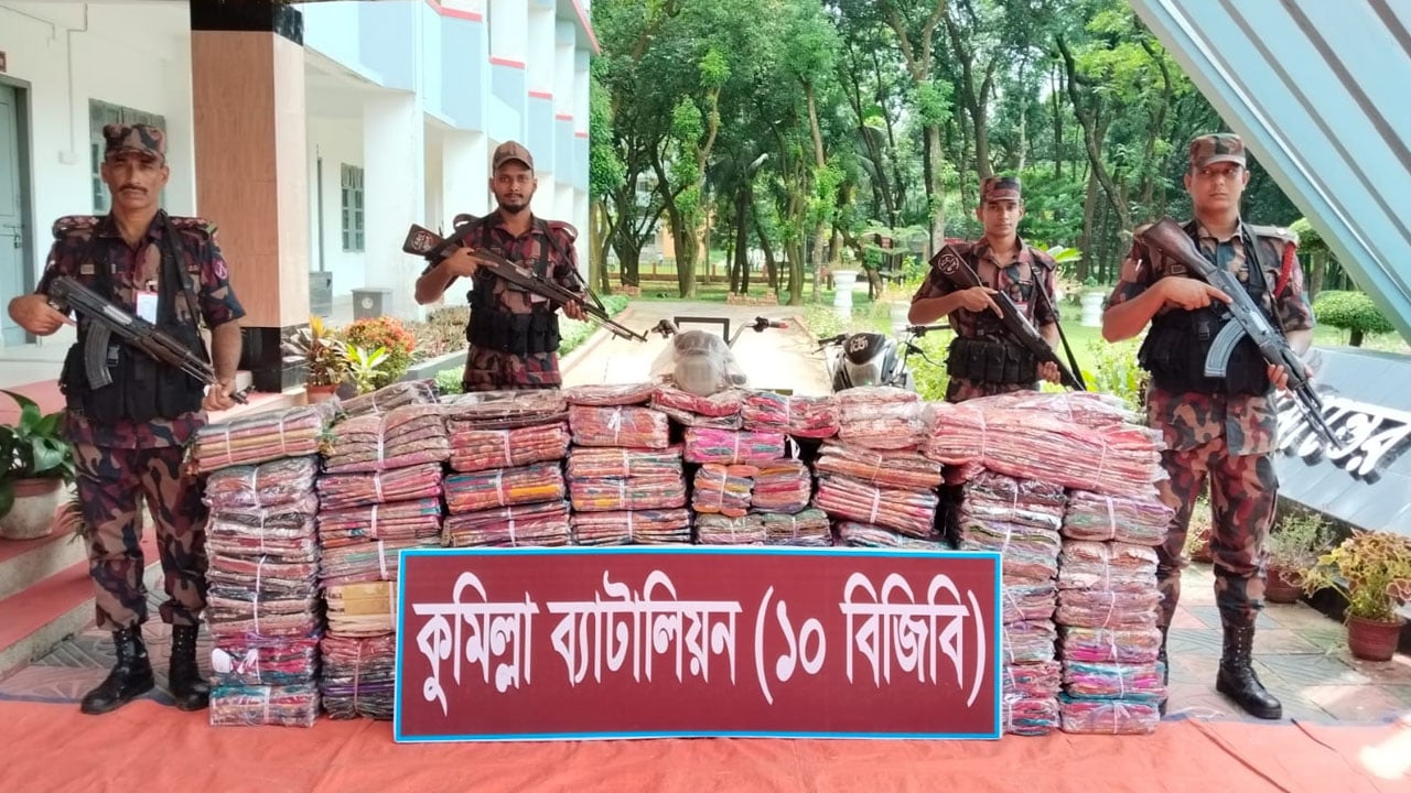 কুমিল্লা সীমান্তে আড়াই কোটি টাকার অবৈধ ভারতীয় শাড়ি জব্দ