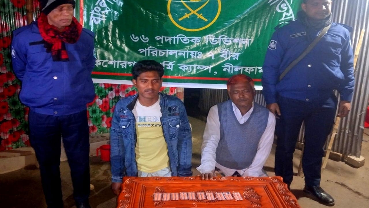 যৌথ অভিযানে মাদকসহ বাবা-ছেলে গ্রেপ্তার