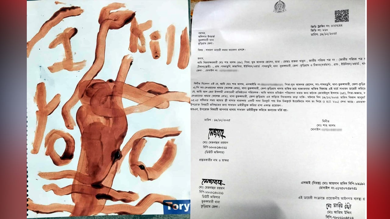 লাল কালির চিরকুটে জামায়াত কর্মীকে হত‍্যার হুমকি