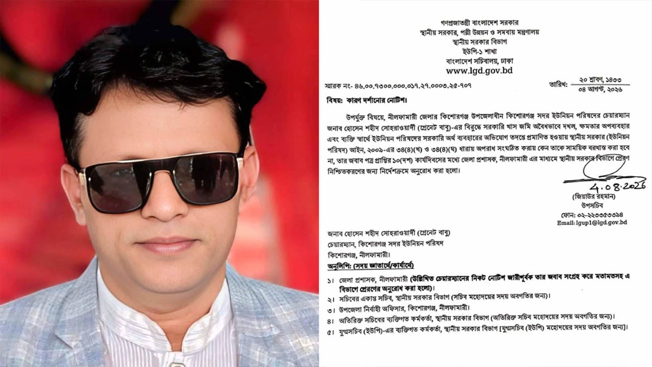 চেয়ারম্যান গ্রেনেট বাবুকে বহিষ্কার না করার কারণ দর্শানোর নোটিশ