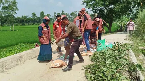 স্বেচ্ছাশ্রমে অকেজো সেতু সংস্কারে আনসার-ভিডিপি সদস্যরা
