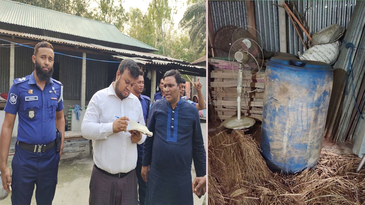 বিএনপি নেতার গোয়ালঘর থেকে ড্রাম ভর্তি পেট্রোল উদ্ধার