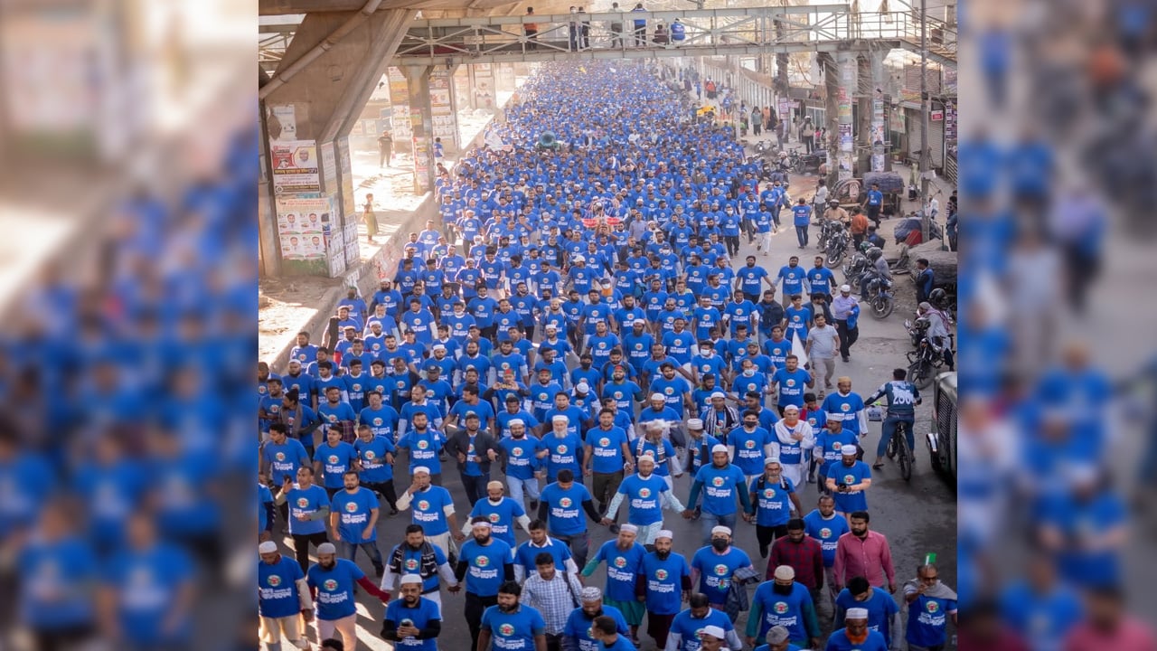 জামায়াতের দাঁড়িপাল্লার মিছিলে এক কিলোমিটারজুড়ে তরুণদের ঢল
