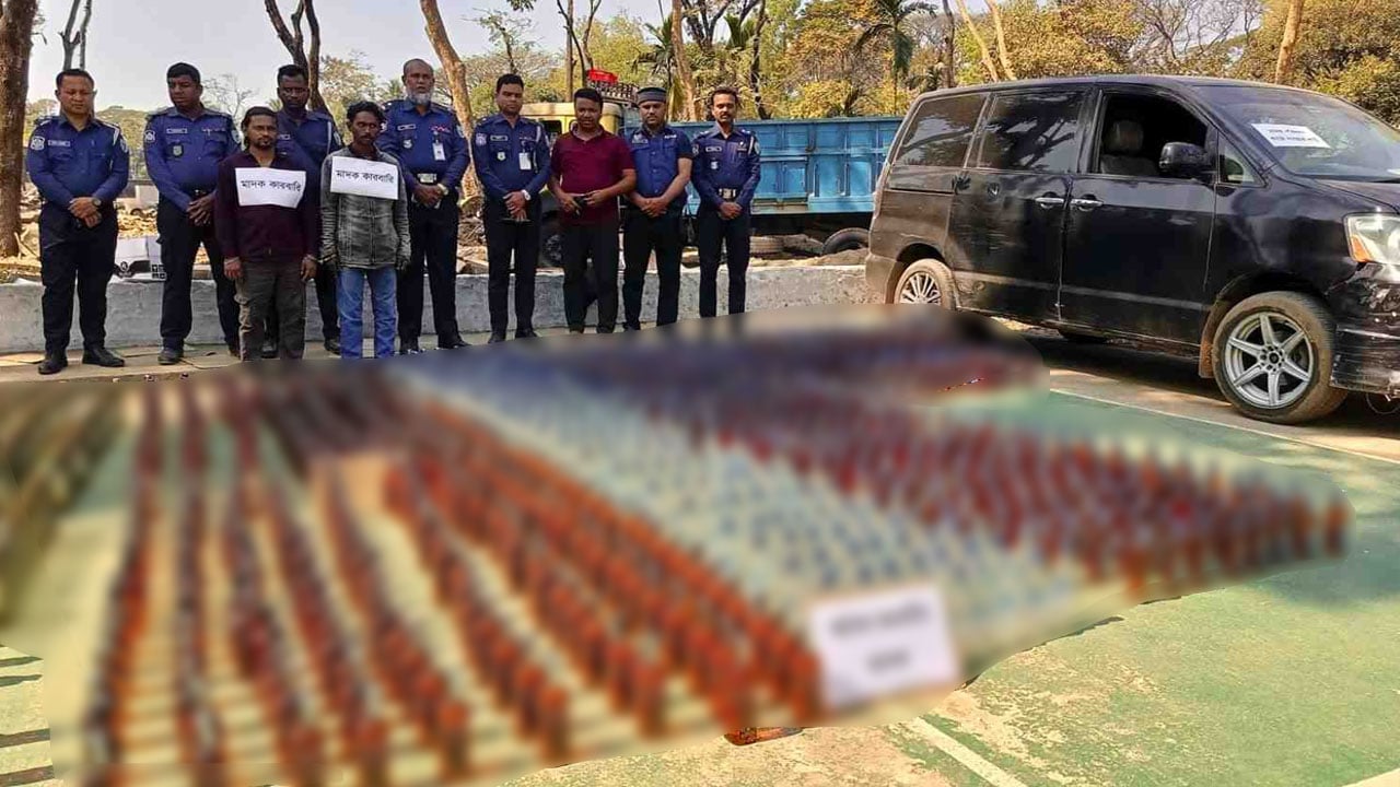 গাড়ি ভর্তি অর্ধকোটি টাকার ভারতীয় মদসহ আটক ২