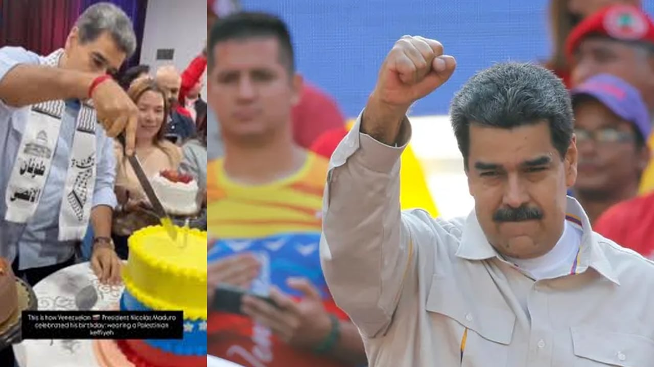 ফিলিস্তিনি কেফিয়েহ পরে জন্মদিন পালন করলেন মাদুরো