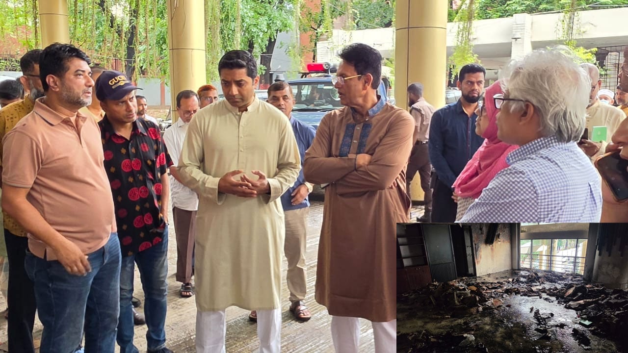 মিরপুরে প্রাথমিক শিক্ষা অধিদপ্তরে অগ্নিকাণ্ডের ঘটনাস্থল পরিদর্শনে শিক্ষামন্ত্রী