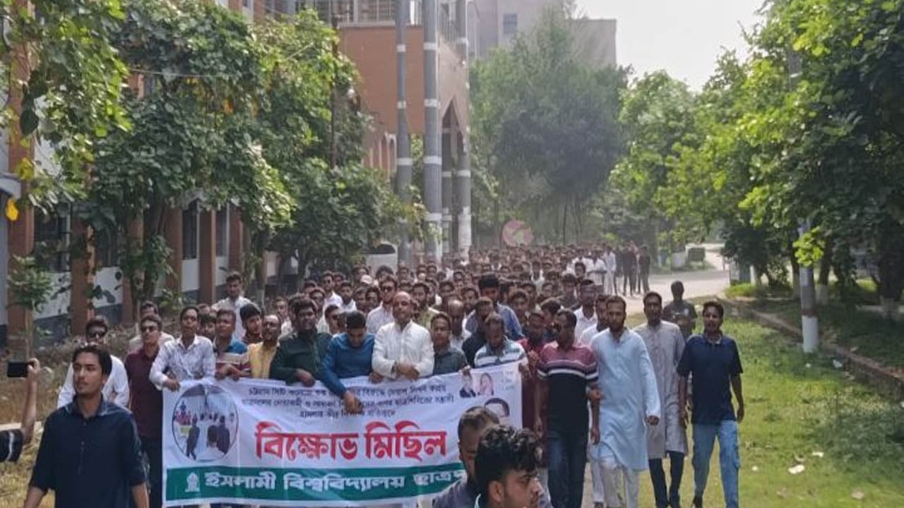 চট্টগ্রামে হামলার প্রতিবাদে ইবি ছাত্রদলের বিক্ষোভ মিছিল