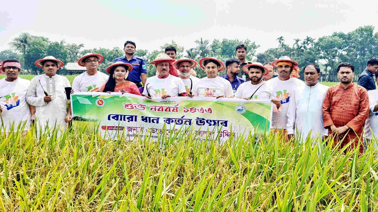 পাকুন্দিয়ায় পহেলা বৈশাখে বোরো ধান কর্তন উৎসব
