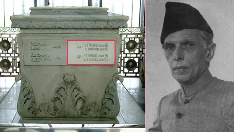 জিন্নাহর সমাধিসৌধে বাংলায় খোদাই করা জন্ম ও মৃত্যুতারিখ