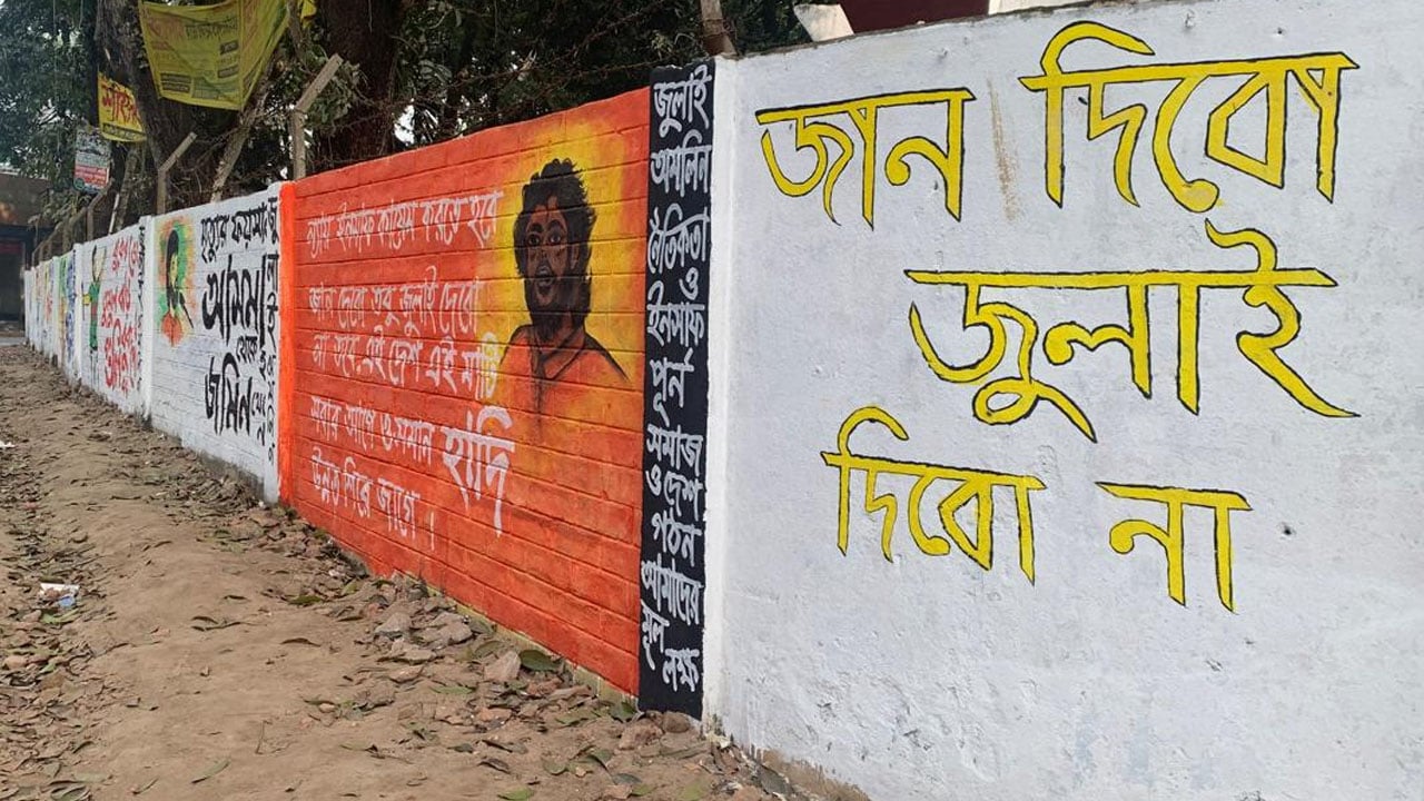 বিপ্লবী হাদিদের স্মরণে চাটমোহরে গ্রাফিতি