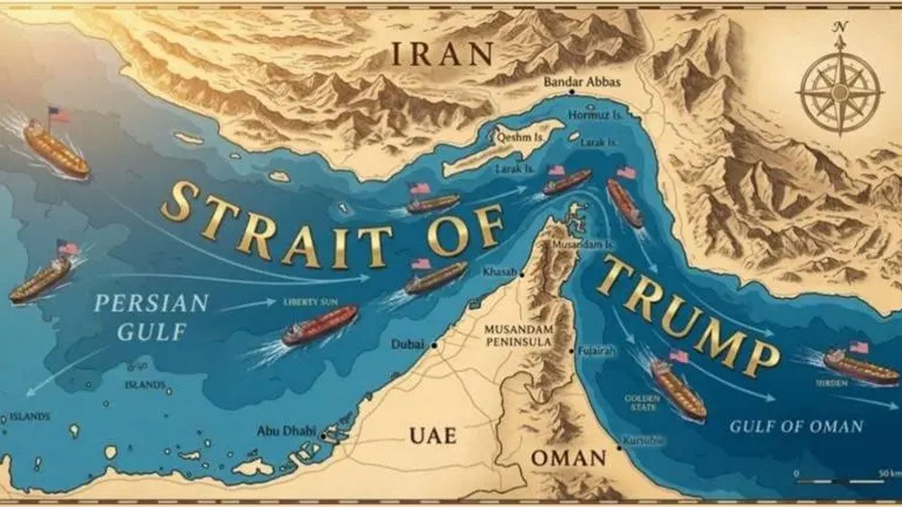 ‘ট্রাম্প প্রণালি’ নাম দিয়ে হরমুজের মানচিত্র শেয়ার করলেন ট্রাম্প