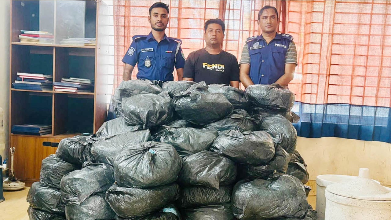 ৫ মন ভারতীয় গাঁজাসহ রিপন দাস গ্রেপ্তার