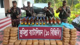 চৌদ্দগ্রামে বিজিবির অভিযানে ৮৯ কেজি গাঁজাসহ মদ উদ্ধার