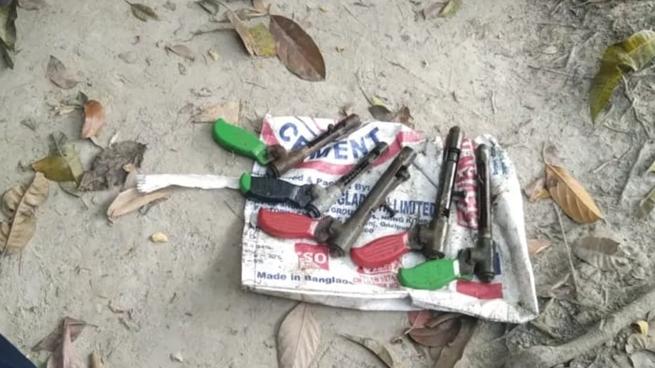 পুকুরের পাশে বাজারের ব্যাগ, খুলতেই মিলল ৫ পাইপগান