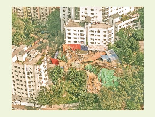 বাইরে পাহারাদার, ভেতরে পাহাড় কেটে বহুতল ভবন