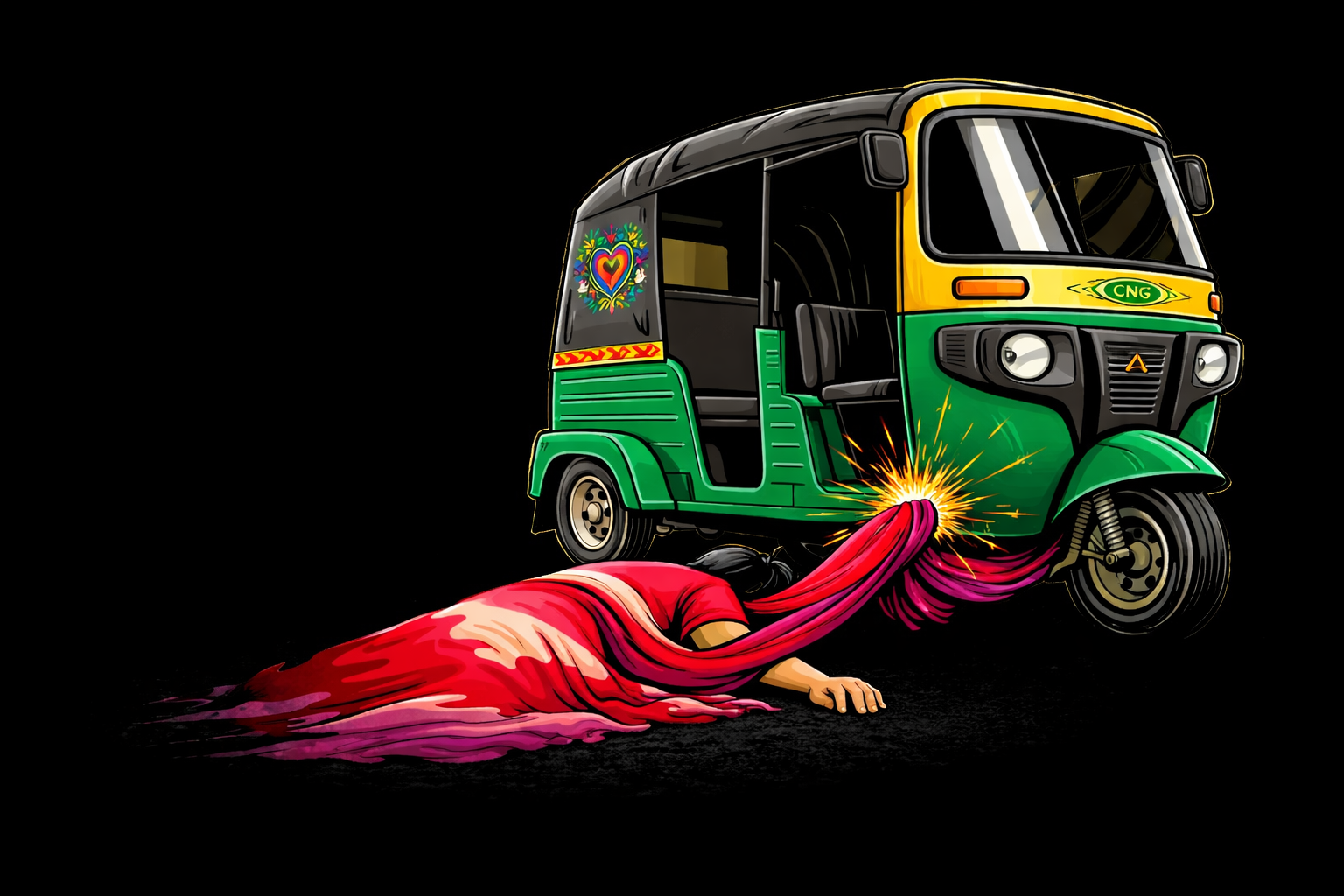 অটোরিকশার চাকায় ওড়না পেঁচিয়ে প্রাণ গেল গৃহবধূর