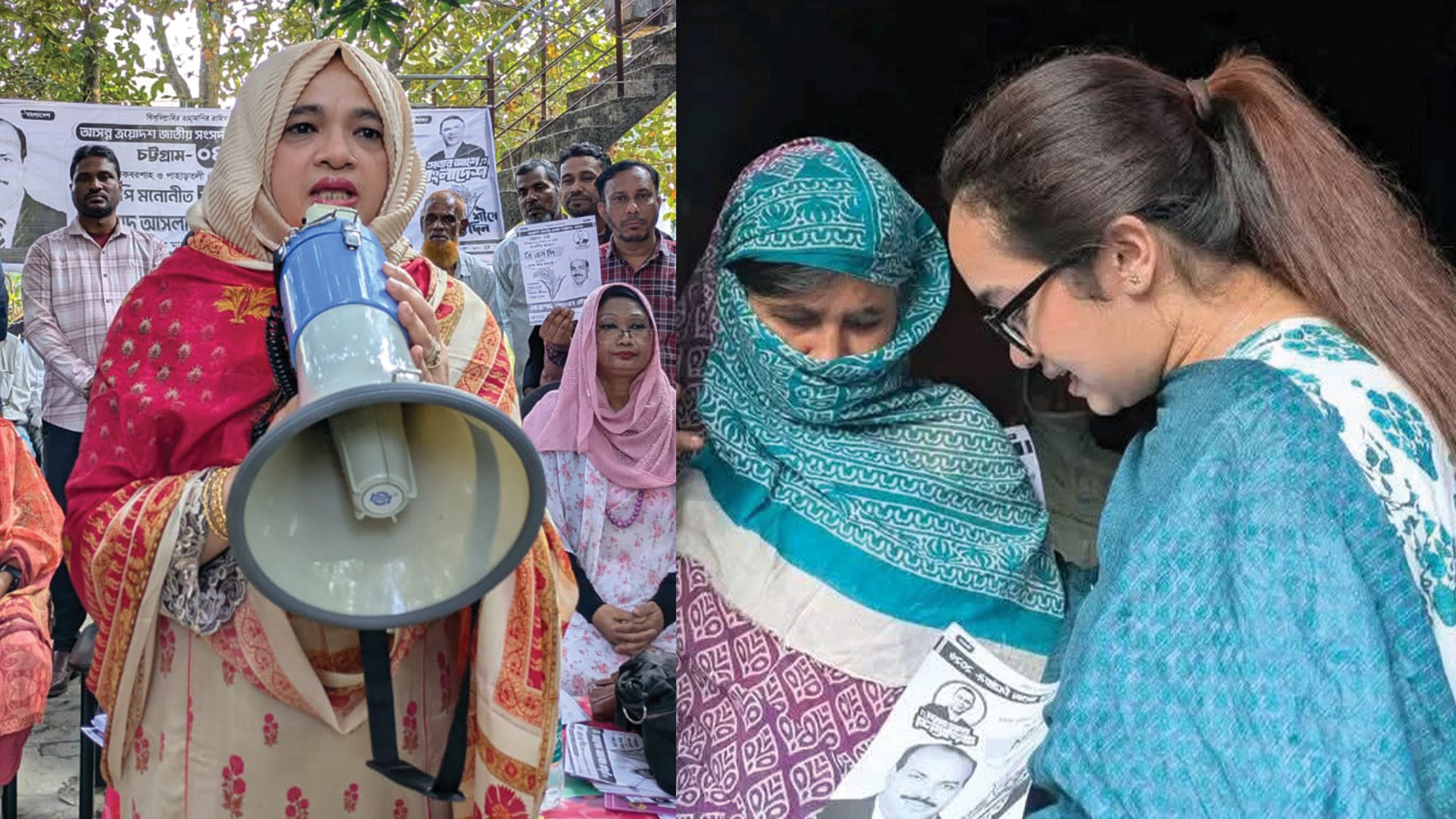 বিএনপি প্রার্থীর জন্য ভোট চেয়ে মাঠে স্ত্রী ও মেয়ে