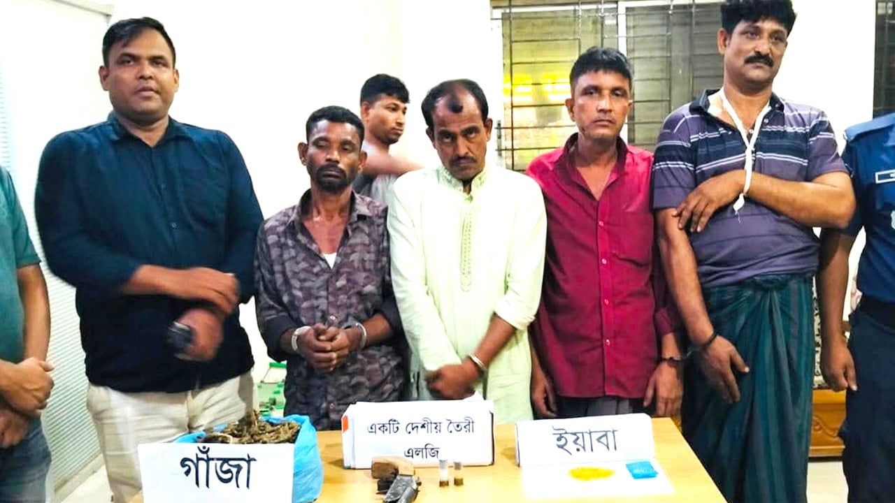 কোম্পানীগঞ্জে আগ্নেয়াস্ত্র-মাদকসহ আটক ৬