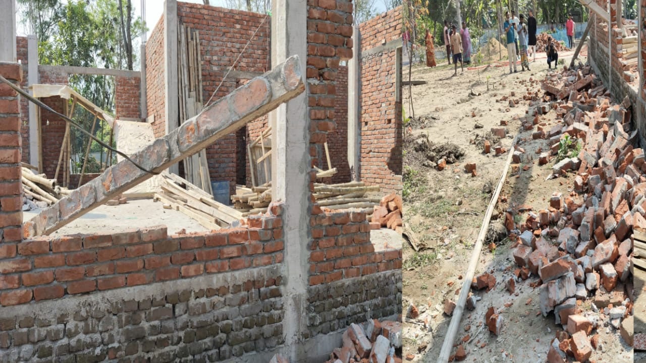 দাউদকান্দিতে চাঁদা না দেওয়ায় নির্মাণাধীন স্থাপনায় ভাঙচুর