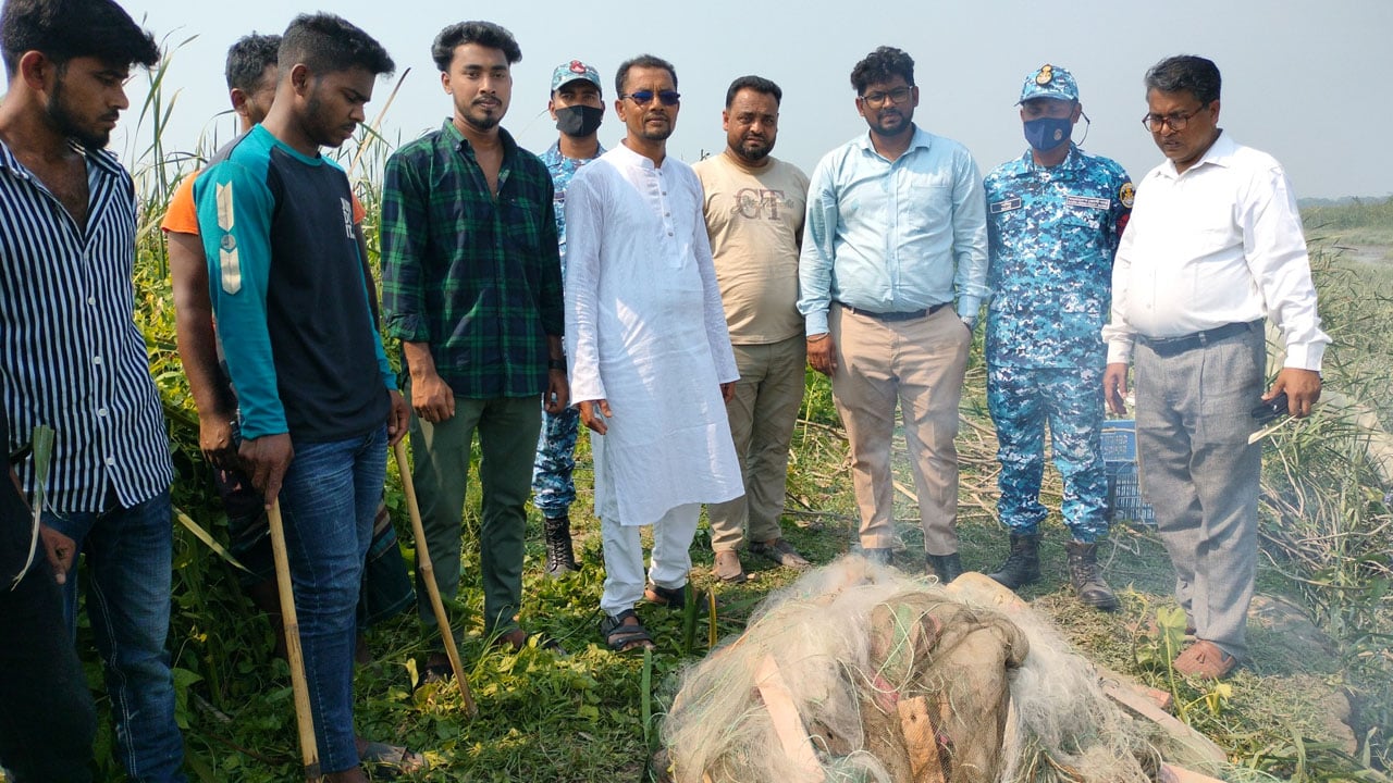 হাইমচরে যৌথ অভিযানে বিপুল পরিমাণ কারেন্ট জাল জব্দ