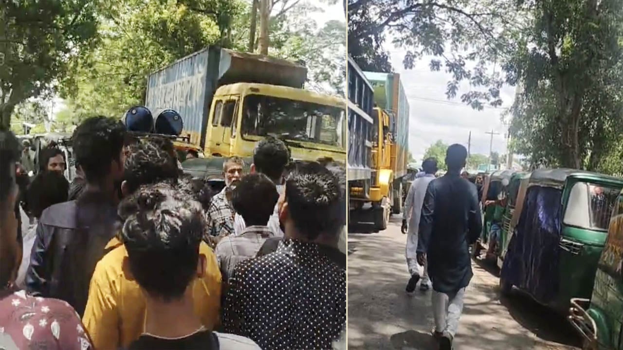 হাজীগঞ্জে গ্যাস সংকটে সড়ক অবরোধ সিএনজি চালকদের