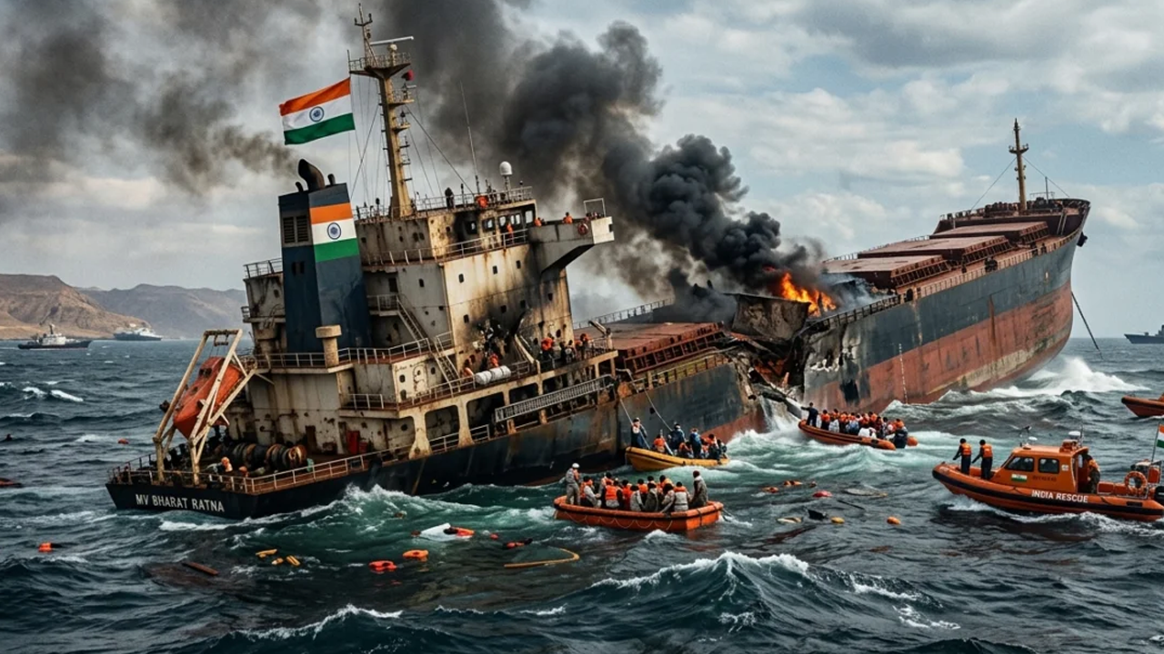 হামলার পর লোহিত সাগরে ডুবে গেল ভারতীয় জাহাজ, উদ্ধার ১৪ নাবিক