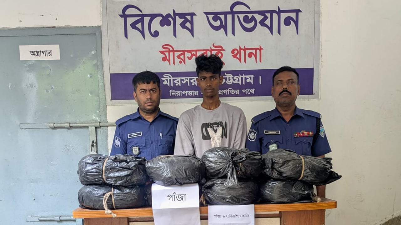 মিরসরাইয়ে ৮২ কেজি গাঁজাসহ ট্রাকচালক আটক