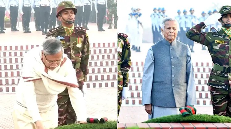 জাতীয় স্মৃতিসৌধে বীর শহীদদের প্রতি রাষ্ট্রপতি-প্রধান উপদেষ্টার শ্রদ্ধা