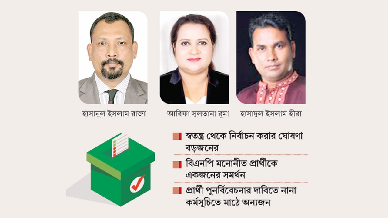 বিএনপি প্রার্থীর পক্ষে-বিপক্ষে এক পরিবারের তিন সদস্য