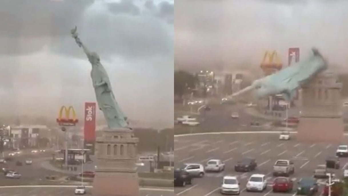 ধসে পড়ল ‘স্ট্যাচু অব লিবার্টির’ ১১০ ফুট উঁচু রেপ্লিকা