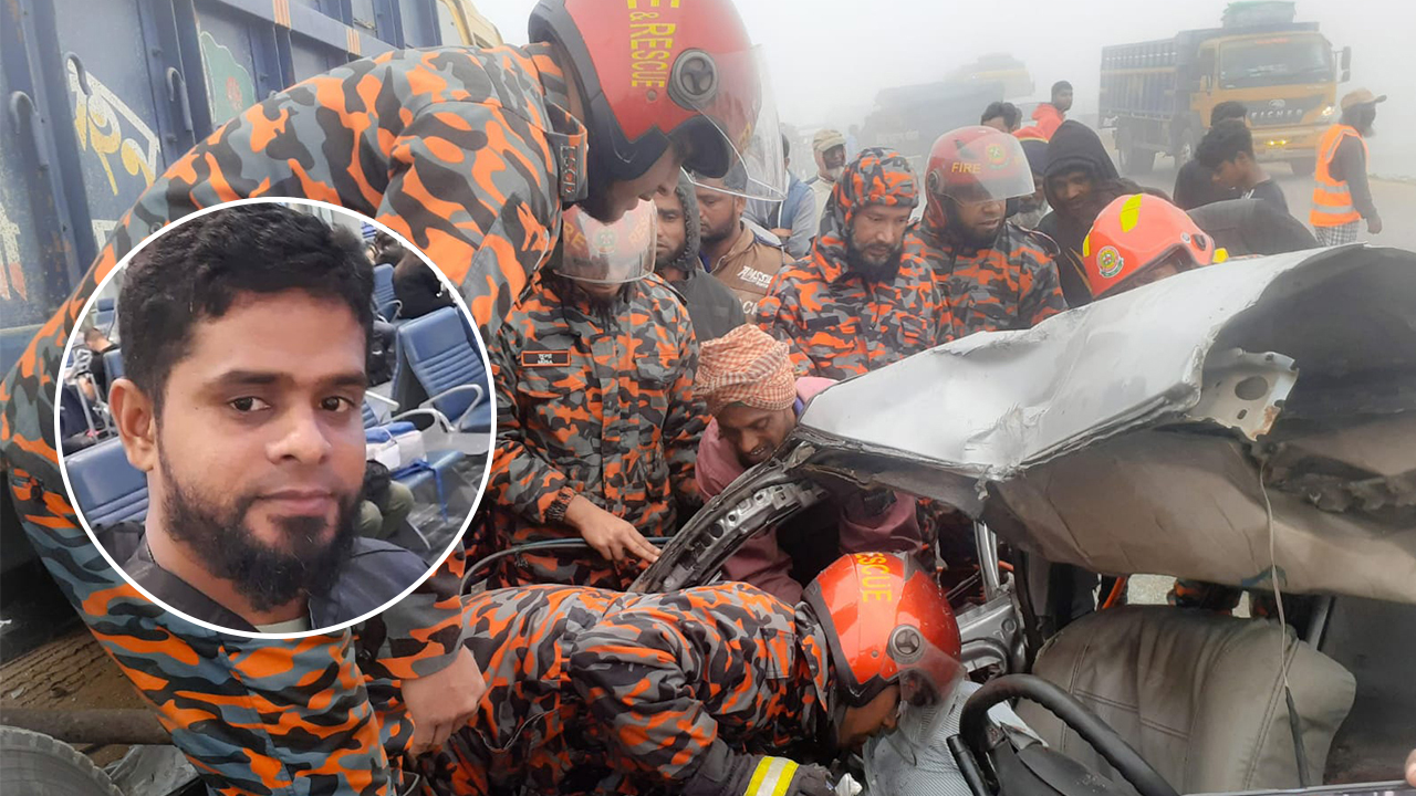 সড়কে নিথর প্রবাসী স্বামী, স্ত্রী কাতরাচ্ছেন হাসপাতালে