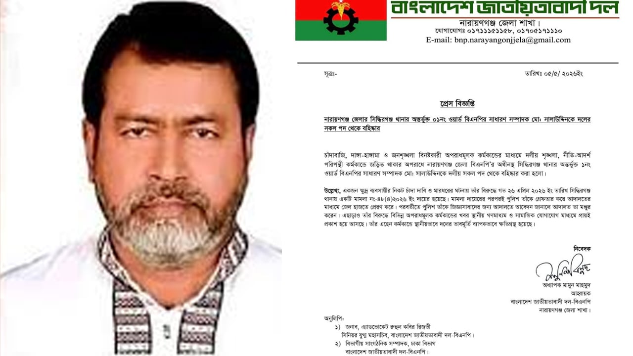 সেই বিএনপি নেতা দল থেকে বহিষ্কার