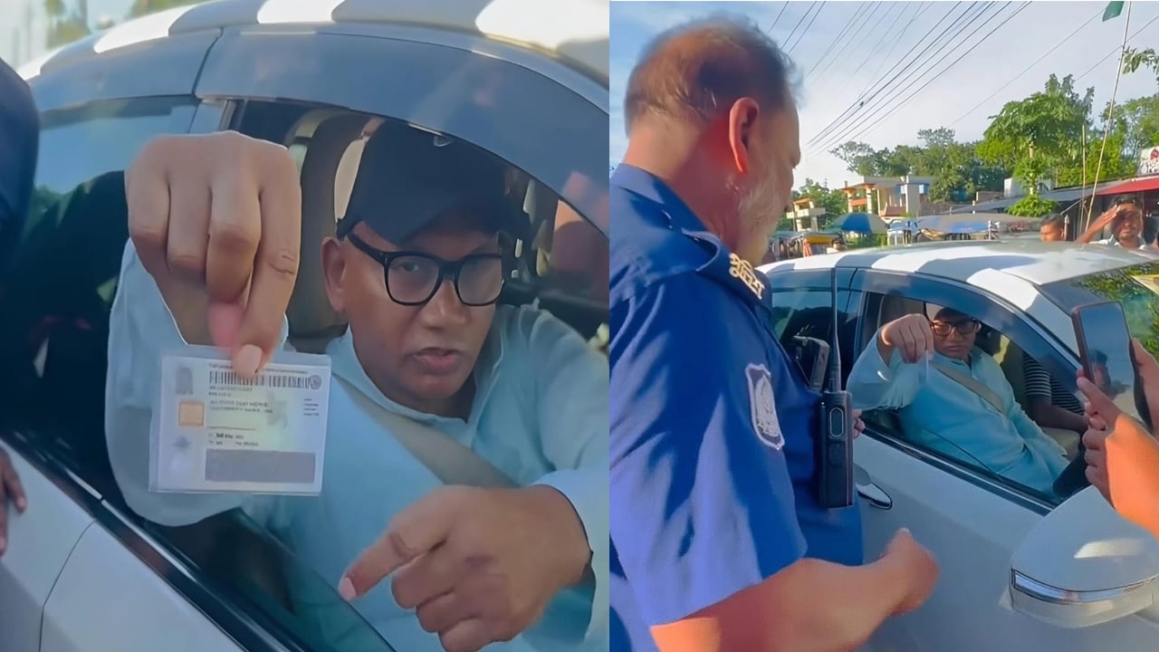 ট্রাফিক চেকপোস্টে আইন মানার দৃষ্টান্ত স্থাপন করলেন এমপি আসলাম