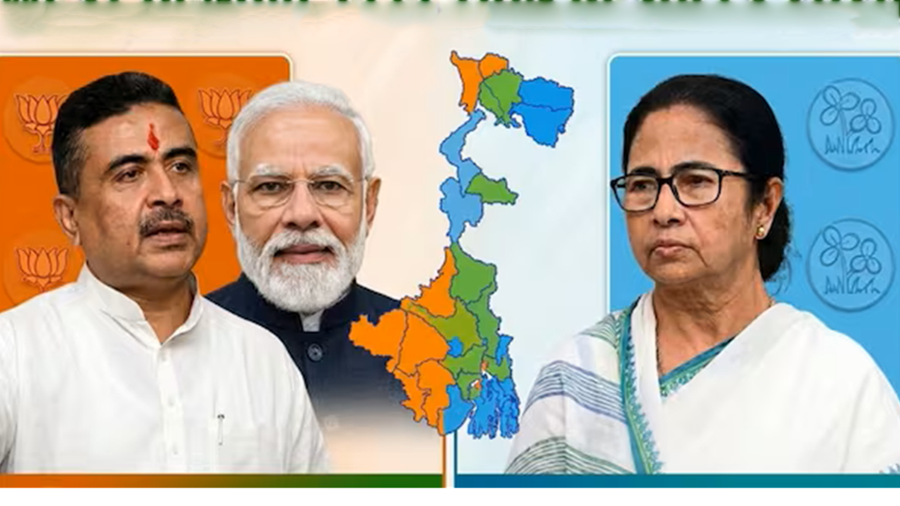 পশ্চিমবঙ্গে বিজেপি এগিয়ে ১৯৩ আসনে, তৃণমূল ৯৬