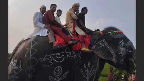 মায়ের ইচ্ছে পূরণে হাতির পিঠে চড়ে বিয়ে করতে গেলেন যুবক