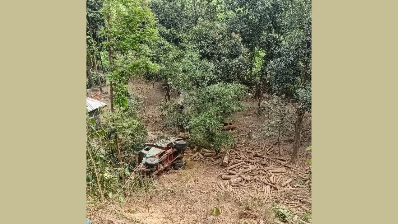 লামায় লাকড়িবোঝাই গাড়ি খাদে পড়ে নিহত ২
