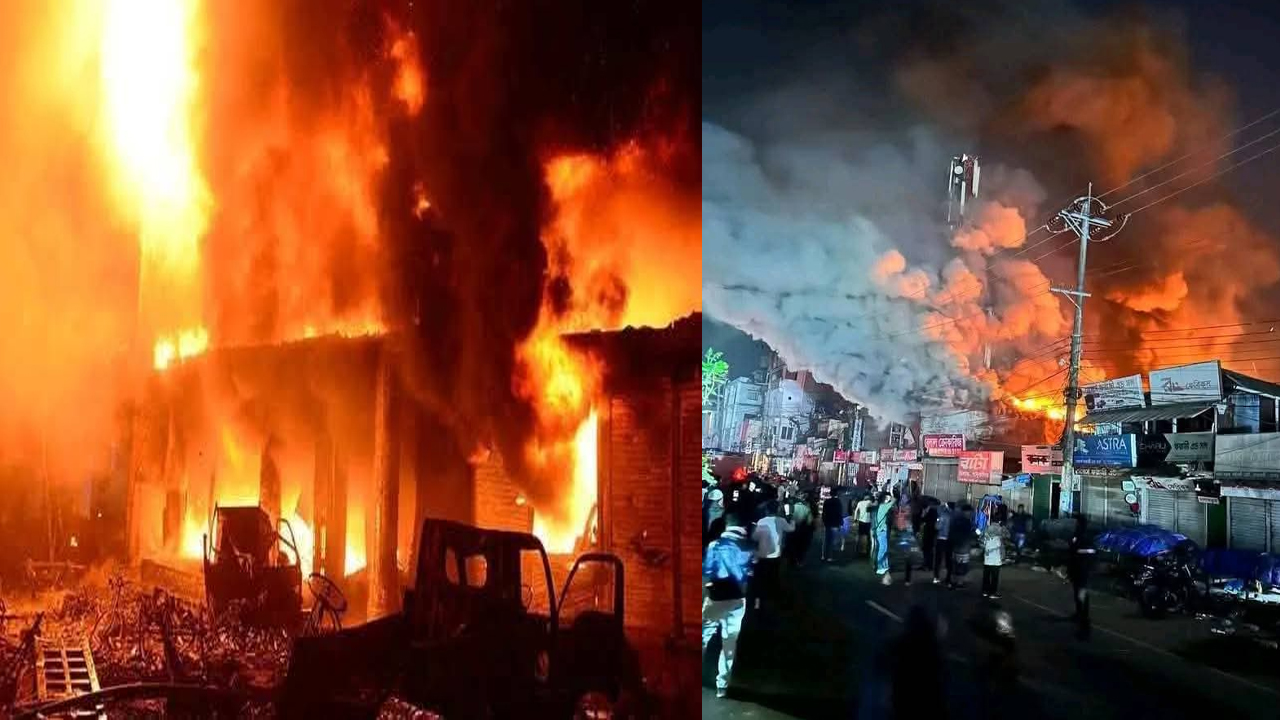 নোয়াখালীতে ভয়াবহ আগুনে ১২টি দোকান পুড়ে ছাই