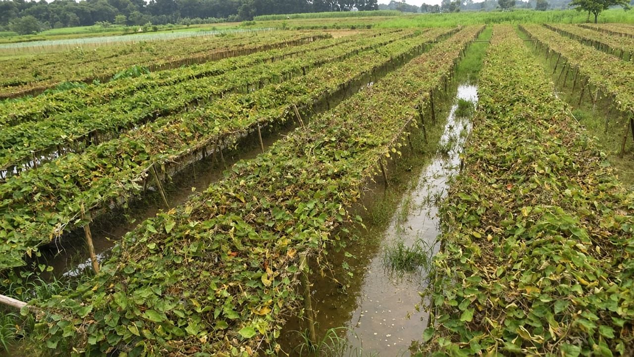 তারাগঞ্জে টানা বৃষ্টিতে তলিয়ে গেছে সবজির ক্ষেত, বেড়েছে দাম
