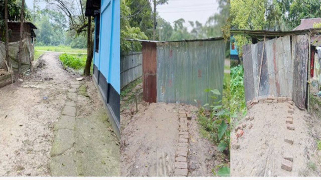 নবীগঞ্জে চলাচলের রাস্তায় ঘর নির্মাণ, স্কুলে যেতে পারছে না শিক্ষার্থীরা