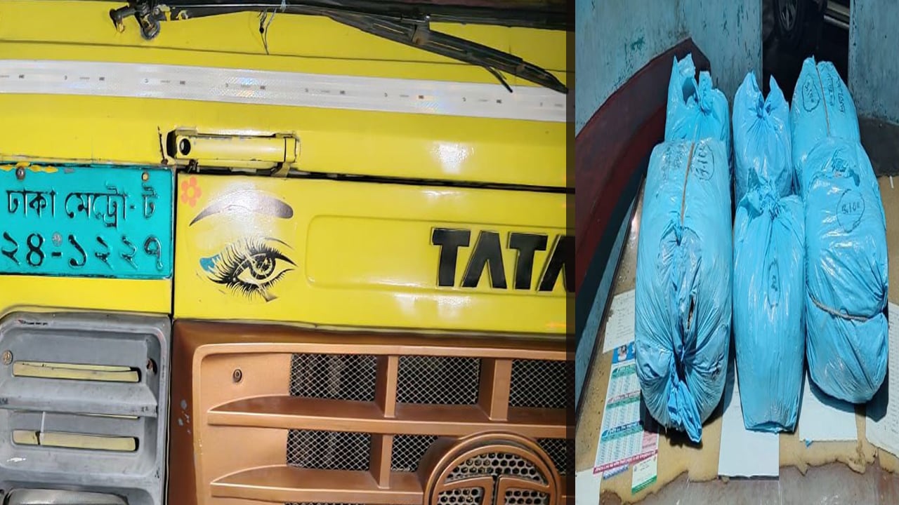 ট্রাকচালকের কেবিনে ১৬ কেজি গাঁজা, আটক ২
