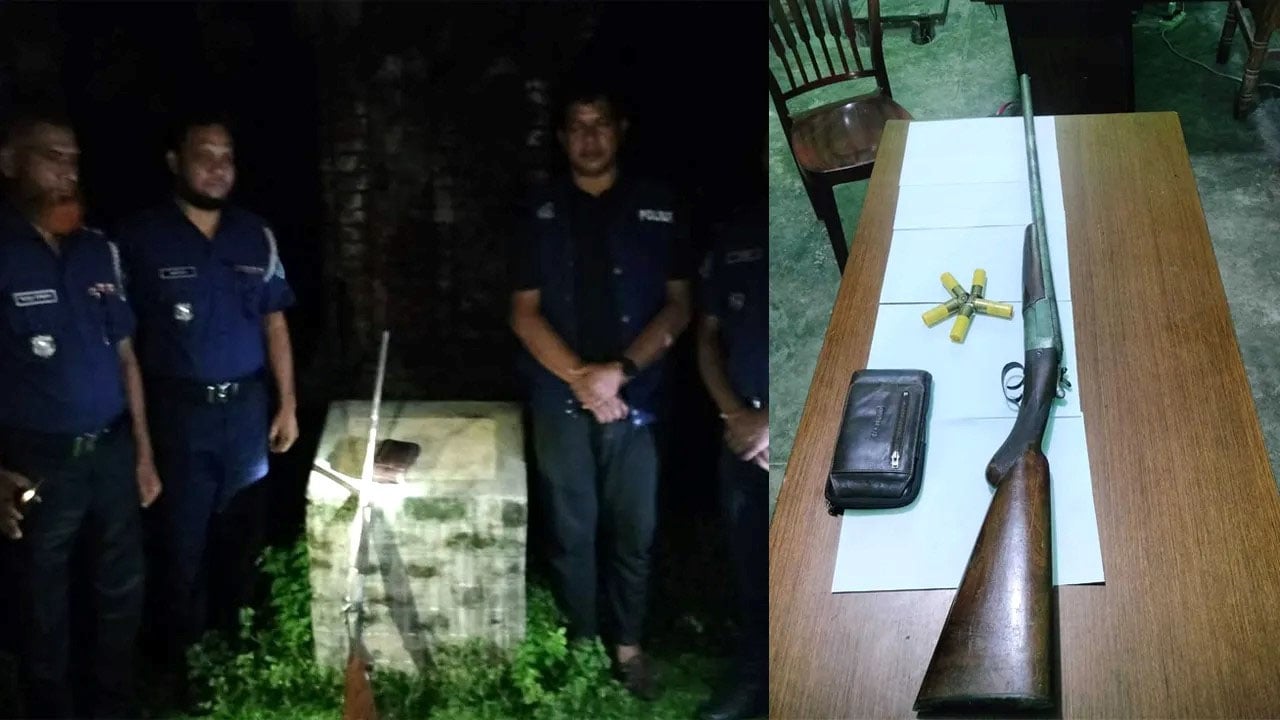 পীরগাছায় পরিত্যক্ত জমিদার বাড়ি থেকে বন্দুক ও গুলি উদ্ধার
