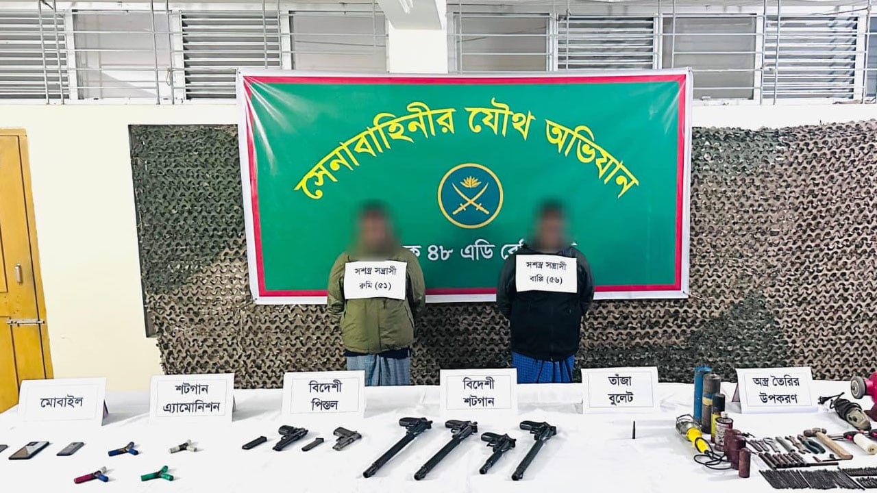 সিলিং–খড়কুটো–বালির নিচে লুকানো অস্ত্র, চেয়ারম্যানের দুই ভাই গ্রেপ্তার