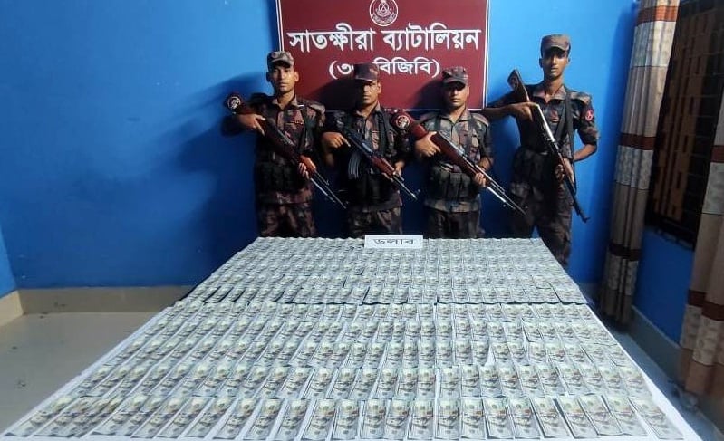 ভারতে পাচারকালে সাতক্ষীরা সীমান্তে ৩০ হাজার মার্কিন ডলার জব্দ
