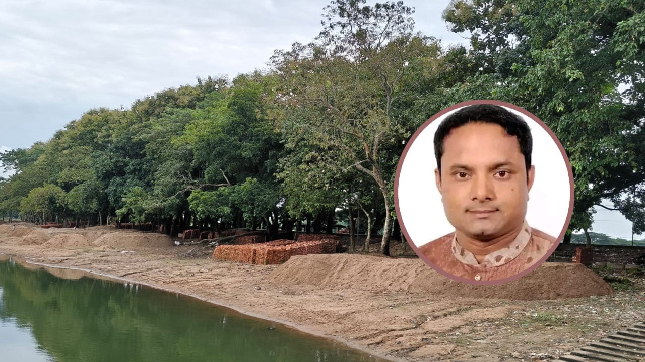 বাঁধে বিএনপি নেতার দাপটে সরকারি গাছ কর্তন ও অবৈধ বালু-পাথর ব্যবসা
