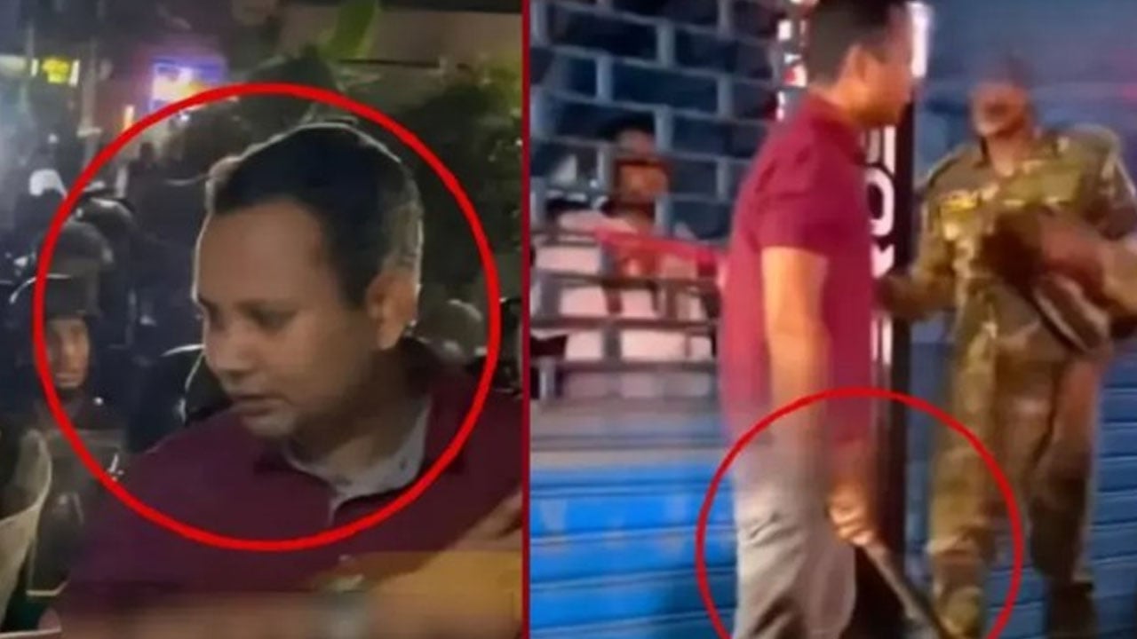 নুরকে নয়, অন্য কাউকে পেটাচ্ছিলেন লাল টি-শার্ট পরা ব্যক্তি